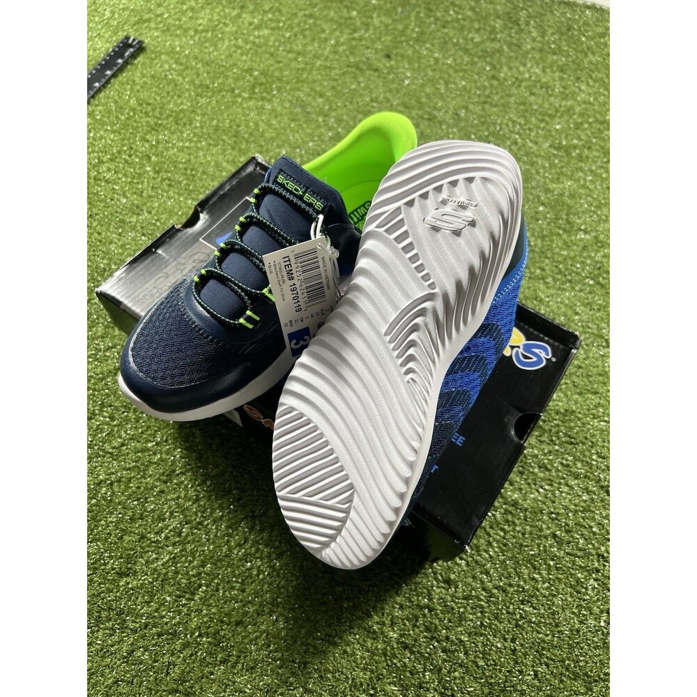 Skechers Hands Free Slip-Ins Swift Fit Kids Size 3 Blue Green Sneakers NIB